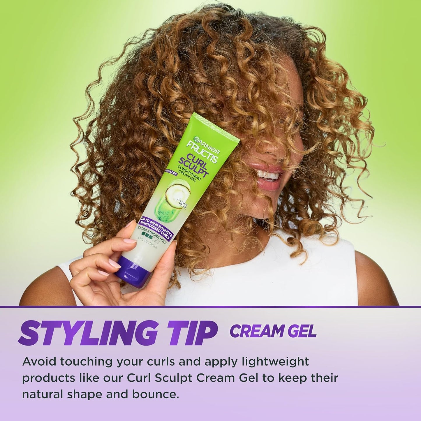 Fructis Style Curl Sculpt Conditioning Cream Gel for Bounce & Moisture, 5.1 Fl Oz, 1 Count (Packaging May Vary)